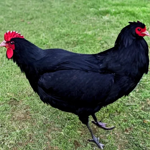 Image similar to an all black chicken spotted with small white heart shapes