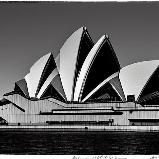 Image similar to Sydney Opera house, photo by ansel adams |