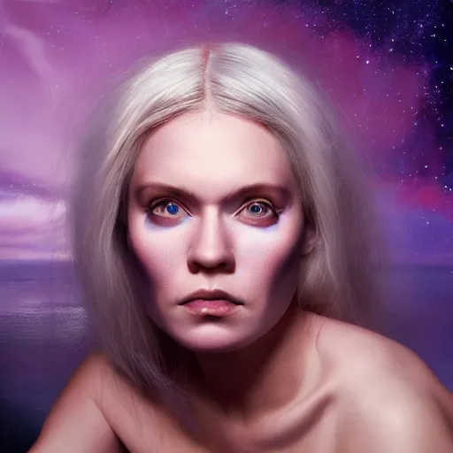 Image similar to hyper - realistic portrait of aurora asknes, 8 k, photo, art by david lachapelle