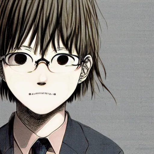 Image similar to a portait of a boy from inio asano manga good night pun pun, detailed