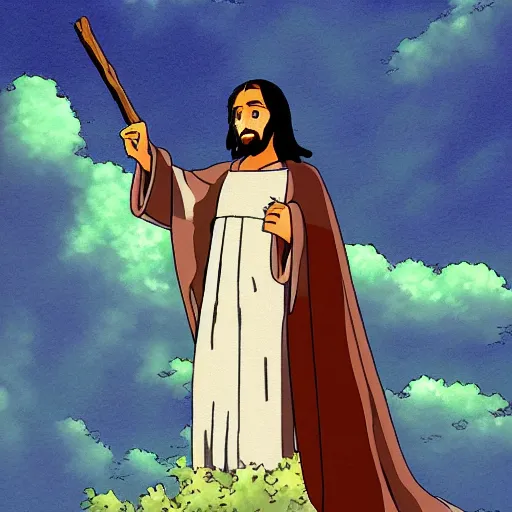 Image similar to jesus by studio ghibli