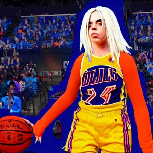 Prompt: Billie Eilish in NBA Jam