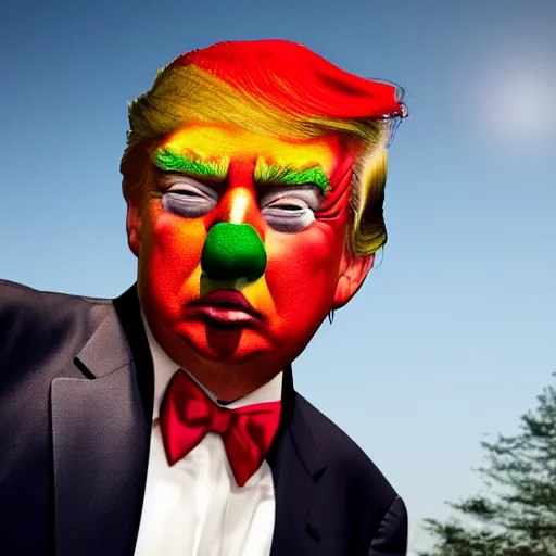 Image similar to donald trump with clown makeup, 4k