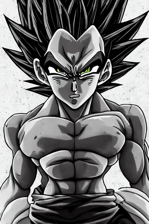 Image similar to prince vegeta, saiyan, grayscale photography, very detailed, 4 k 🎨🖌