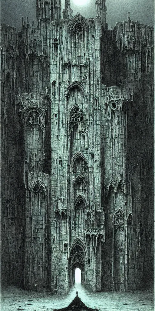 Image similar to ancient gothic castle by Beksinski, Luis Royo