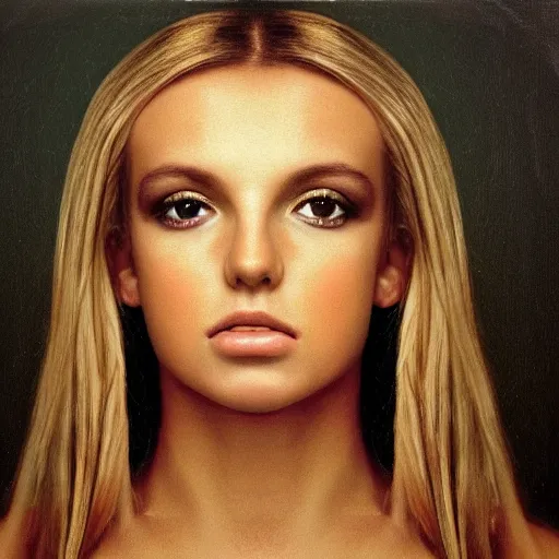 Prompt: a masterpiece portrait photo of a beautiful young woman who looks like a britney spears, symmetrical face