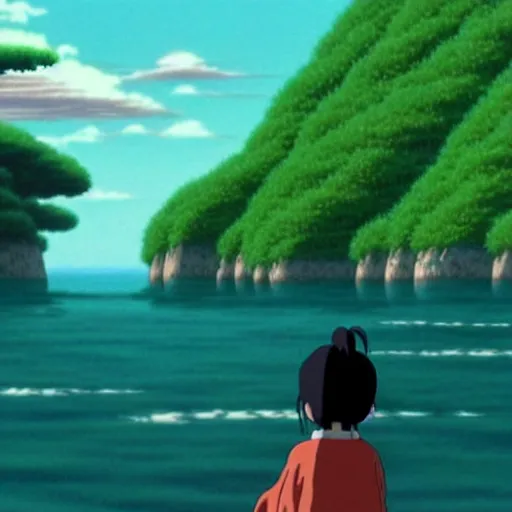 Image similar to A beautiful landscape from Spirited Away (2001)