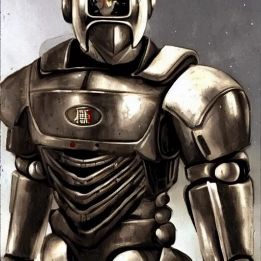 Prompt: jet li in a power armor, robotic