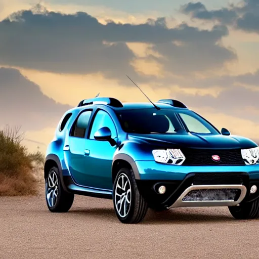 Image similar to A crossover between a Bugatti and a Dacia Duster