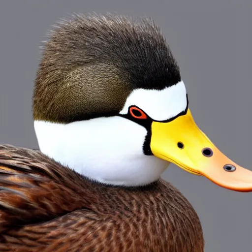 Image similar to a duck with a human face
