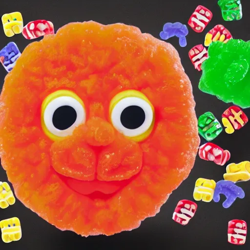 Image similar to photo of Sour Patch Kids Danny Devito as a Sour Patch Kids gummy