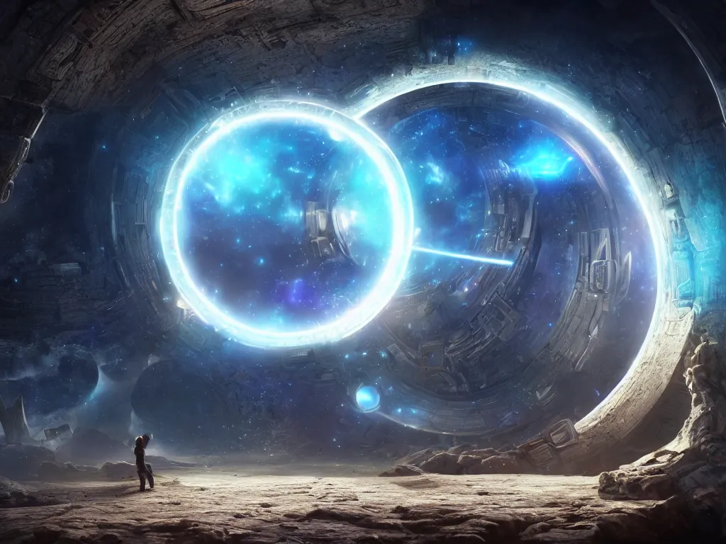 Image similar to an ultra realistic fantasy art of an amazing galactic astrological portal of achieved dreams, epic scale ultrawide angle, 3D rendered, Vray rendered, octane render, unreal engine