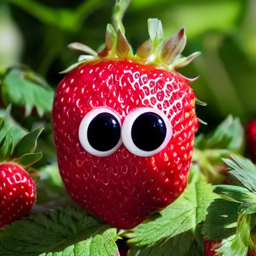 Image similar to strawberry creature with multiple eyes