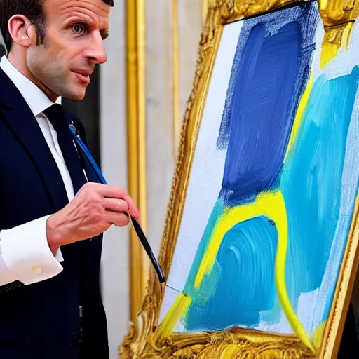 Image similar to Emmanuel Macron painting Abstract art at Versailles