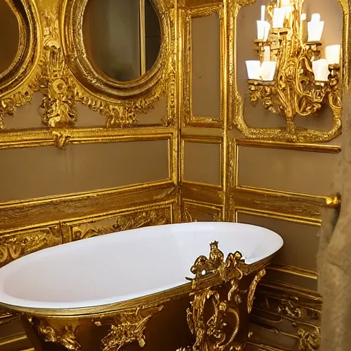 Image similar to baroque bathroom with gold toilet