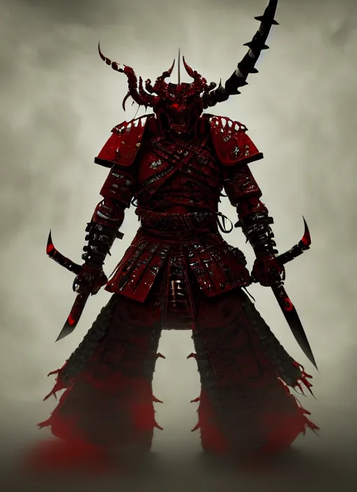 Image similar to demon samurai of khorne, extremly detailed digital painting, warhammer 4 0 k, by adam smith, raymond swanland, highly detailed, rim light, cinematic lighting, art, octane render, very coherent, cinematic, 8 k