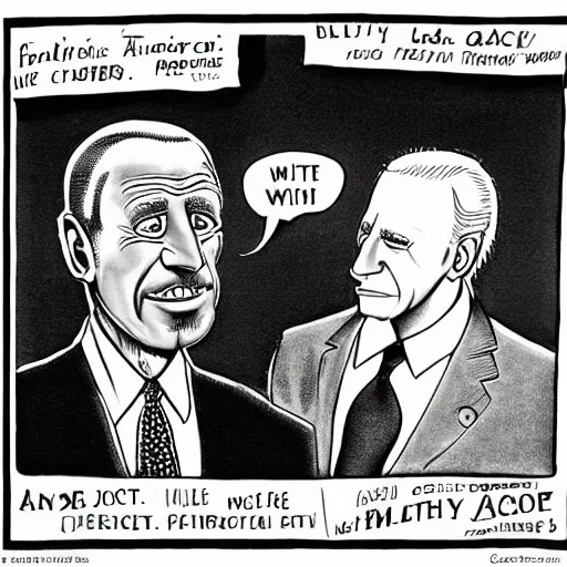 Image similar to Anthony Fauci and Joe Biden cartoon black and white drawing by Gary Larson
