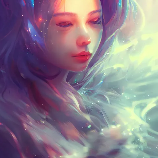 Image similar to portrait of a beautiful cute girl falling into the third dimension by Ross Tran, 4k, intricate details