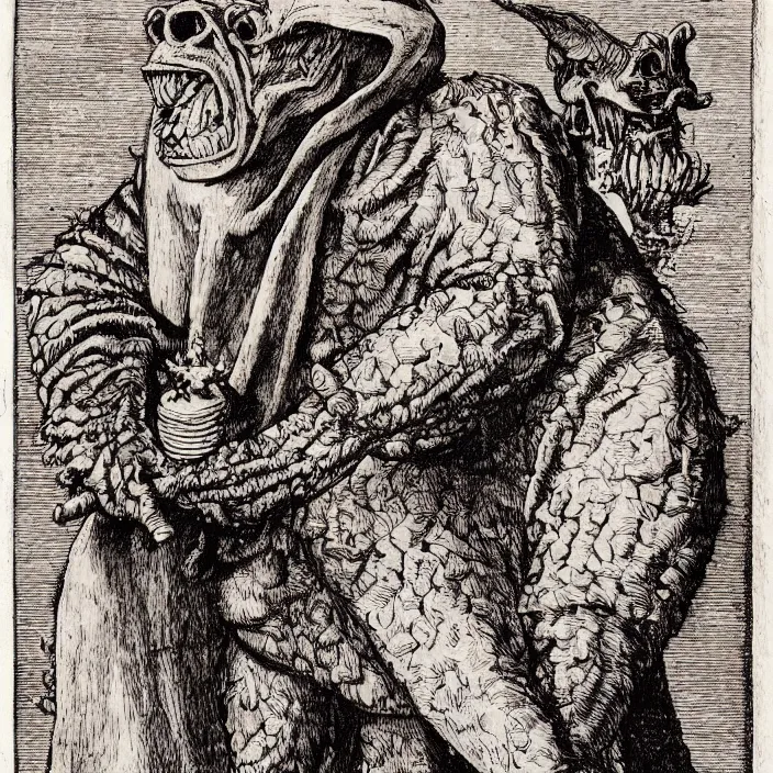 Prompt: a goblin monster priest, by Hans Holbein the Younger