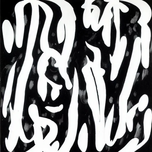 Prompt: black gotic Letter m, black paint flows down, black splashes, art by Adrian Frutiger,