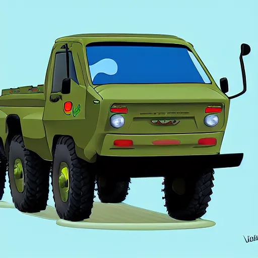 Prompt: HIMARS, Cars Pixar movie, cartoon, digital art