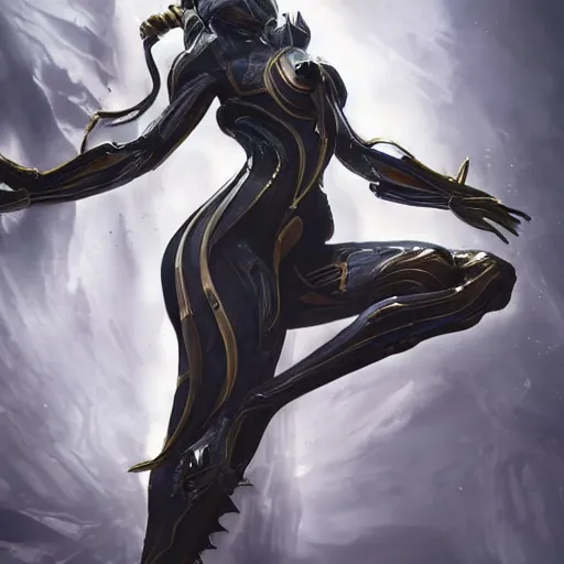 Image similar to beautiful and stunning giant prime female warframe, doing an elegant pose over you, you looking up at her from the ground pov shot, unaware of your existence, slick elegant design, sharp claws, detailed shot legs-up, highly detailed art, epic cinematic shot, realistic, professional digital art, high end digital art, DeviantArt, artstation, Furaffinity, 8k HD render, epic lighting, depth of field