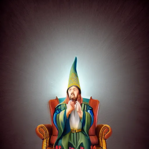 Prompt: wizard with a robe using telekinesis on a chair, realistic digital art, magical, award winning