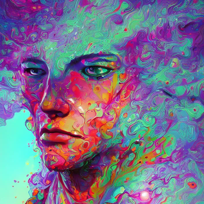 Prompt: illustration of a colorful melting human head. flowers and blossoms, ferrofluids, burning water distortions. intricate abstract. intricate artwork. by tooth wu, wlop, beeple, dan mumford. octane render, trending on artstation, greg rutkowski, cinematic