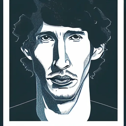 Image similar to “ adam driver retro minimalist portrait by jean giraud, moebius starwatcher comic, sharp, smooth face, 8 k ”