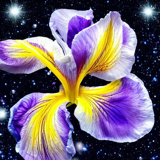 Prompt: a beautiful iris in the middle of a galaxy