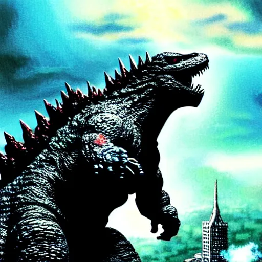 Image similar to godzilla, highly detailed, digital painting, smooth, sharp focus, illustration, ultra realistic, 8 k, art by hideaki anno and shinji higuchi