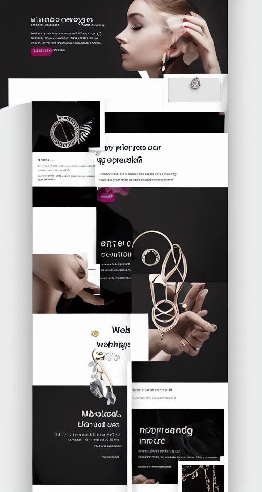 Image similar to landing page of a modern jewelry, web design, concept, awwwards, winning,