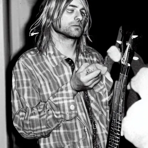 Prompt: Kurt Cobain opens a heart shaped box