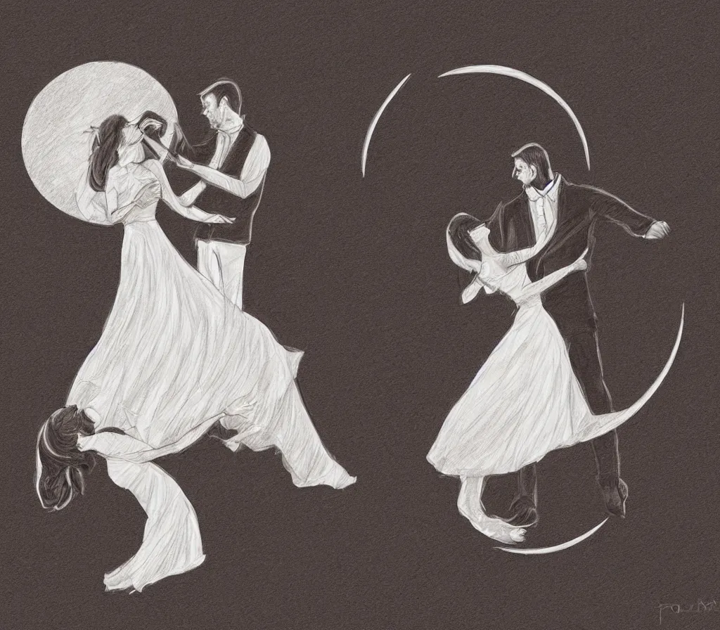 Dancing Drawings | Romantic Couple Pencil Sketches