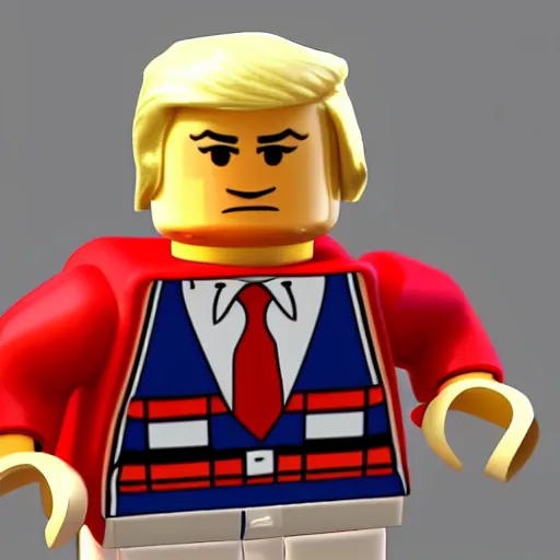 Image similar to donald trump as a lego, 3 d render