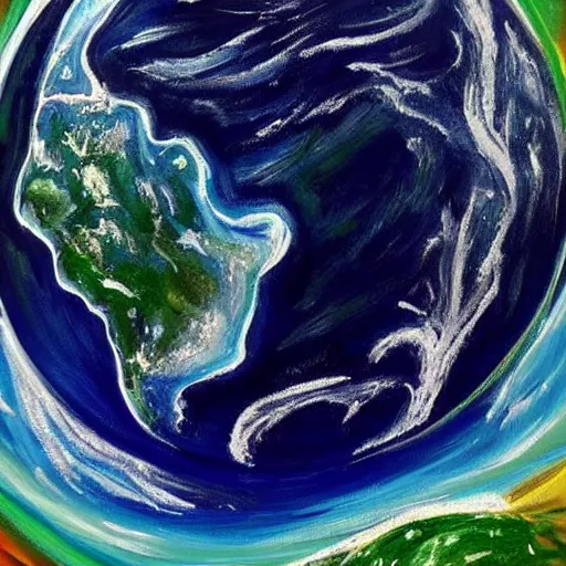 Prompt: a beautiful painting of the earth, trending on artstation