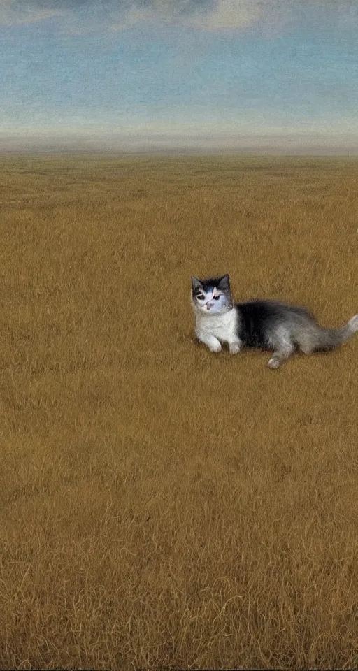 Prompt: a transparent!!! ghostly cat in the steppe, summer field, misty background, from the game pathologic 2, highly detailed, sharp focus, matte painting, by isaac levitan and asher brown durand,