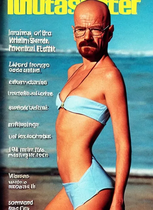 Image similar to walter white on the cover of swimsuit illustrated 1 9 8 0