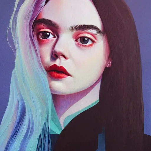 Image similar to elle fanning, lilly collins, anya taylor - joy picture by sachin tang, asymmetrical, dark vibes, realistic painting, organic painting, matte painting, geometric shapes, hard edges, graffiti, street art : 2 by sachin teng : 4