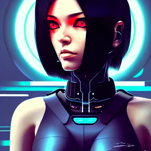 Prompt: a humanoid android woman with integrated cybernetic modifications, cyberpunk art by ilya kuvshinov, trending on cgsociety, computer art, ilya kuvshinov, artstation hd, artstation hq