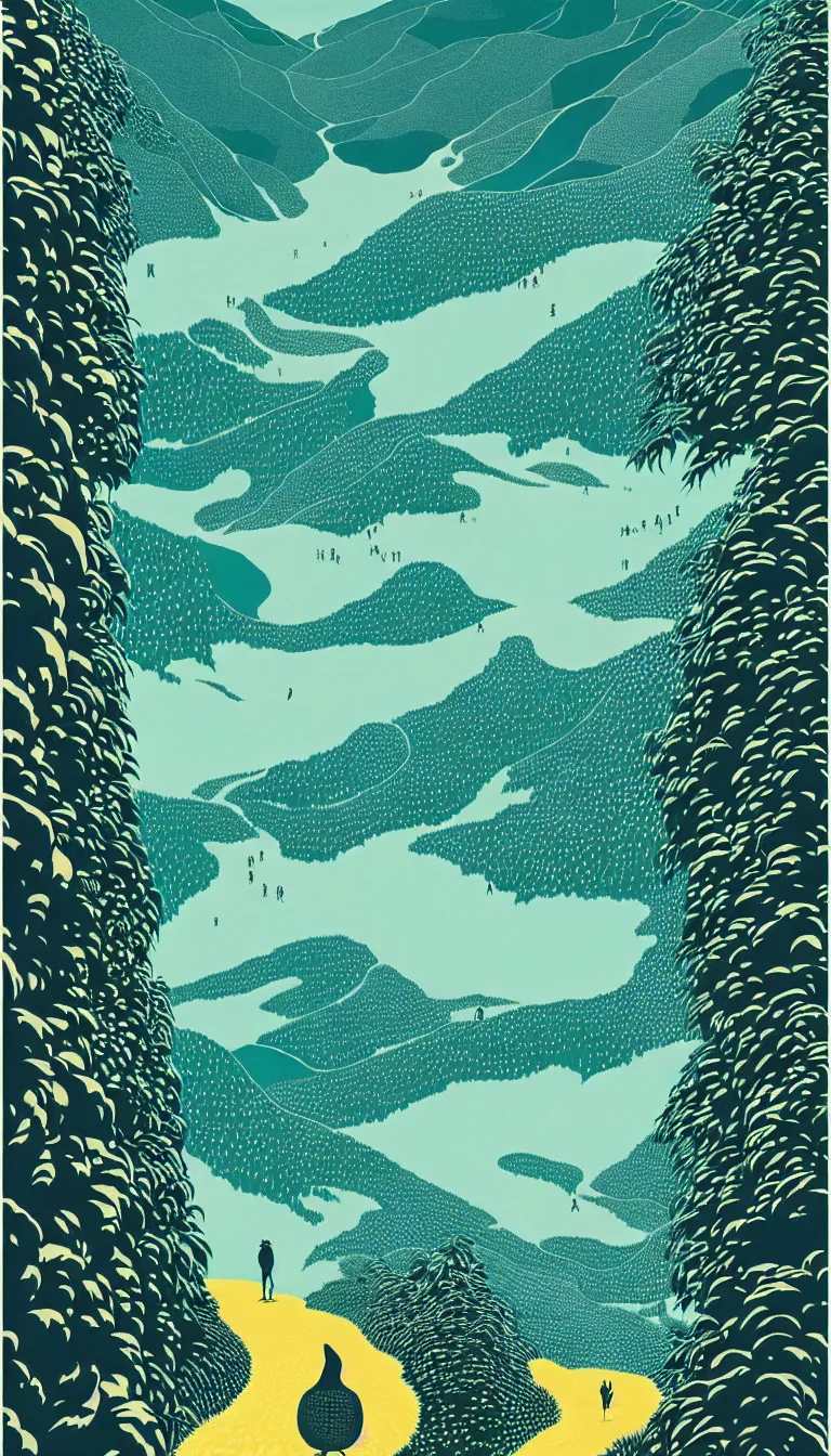 Prompt: olympic national park by victo ngai