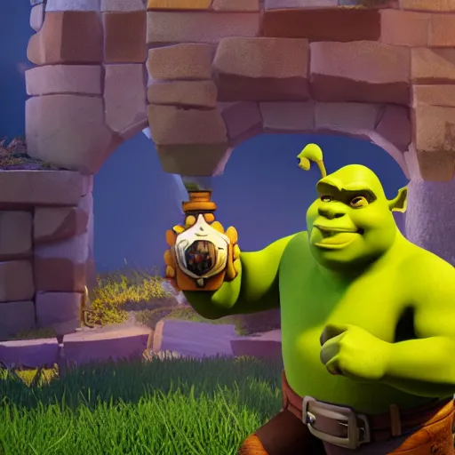 Image similar to shrek in clash royale, clash royale, concept art, octane render, unreal engine 5, highly detailed, high quality, 8 k, soft lighting, realistic face, path traced