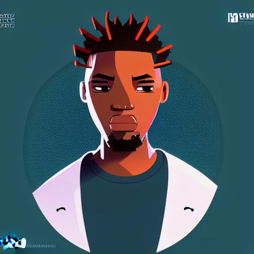 Image similar to 2 d character design, male rapper, vector art, digital art, portrait, 4 k, 8 k, sharp focus, smooth, illustration, concept art, music artist