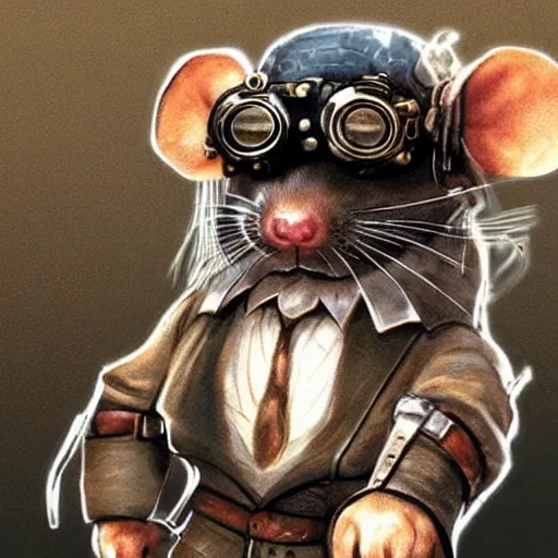 Prompt: a rat with steampunk googles, from FF7