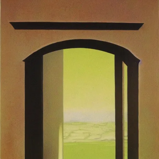 Image similar to gate made out of wax, melting under sun. concept art. rene magritte. h. r. ginger