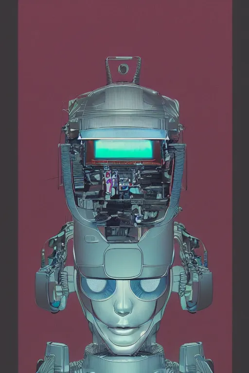 Image similar to A portrait of a robot by Moebius, trending on Artstation