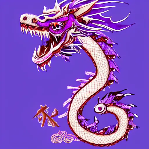 Image similar to cute purple Chinese dragon with ai for girls, epic, digital art