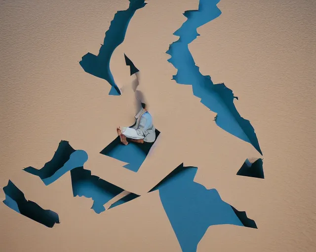 Prompt: paper cut out of desert canyon, by Eiko Ojala