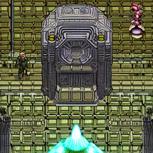 Prompt: The Oblivion Machine opening a portal to The Void in Final Fantasy VI. Hyperdetailed. Behance. SNES.