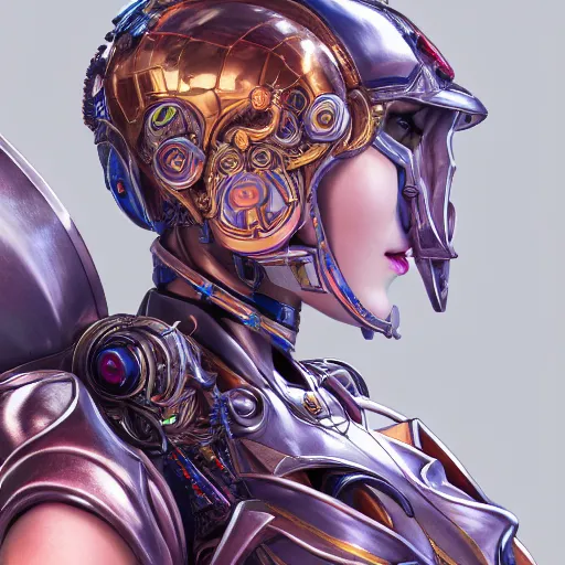 Image similar to studio portrait of lawful good colorful female holy mecha paladin absurdly beautiful, elegant, young sensual graceful woman, ultrafine hyperrealistic detailed face illustration by kim jung gi, irakli nadar, intricate linework, sharp focus, bright colors, matte, octopath traveler, final fantasy, unreal engine highly rendered, global illumination, radiant light, intricate environment